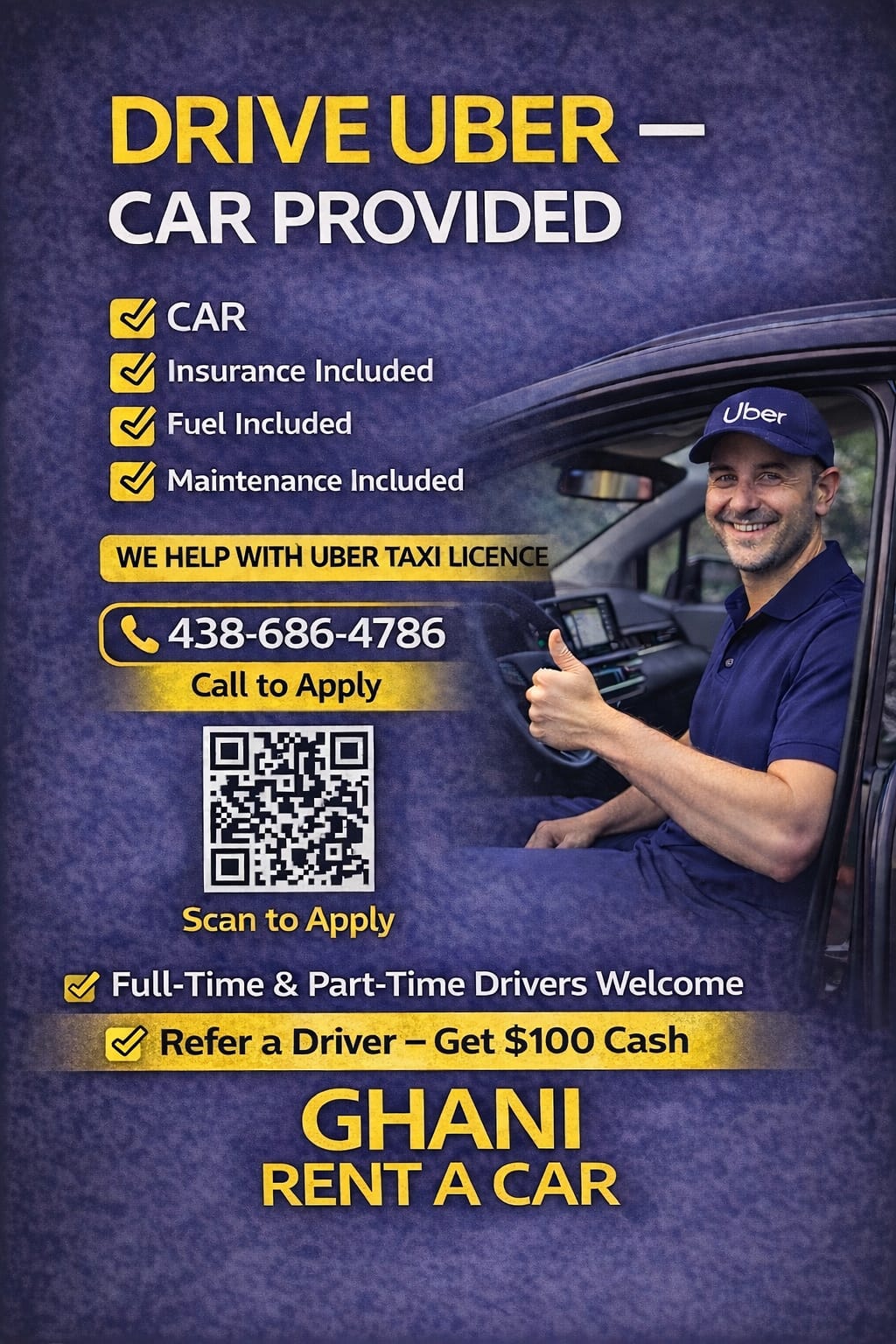 Uber Drive and Rental Advertisement Flyer